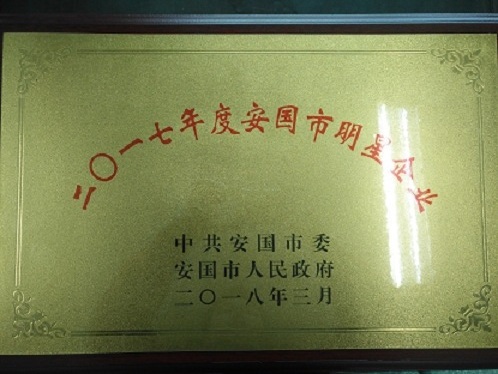 我公司被安國市委、市政府評為二〇一七年度明星企業(yè)